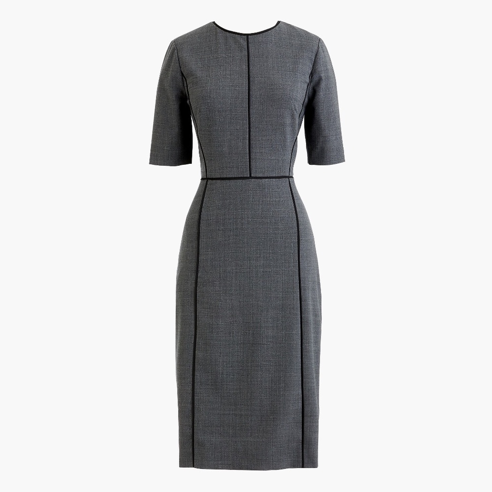 J.Crew Paneled Sheath Dress in Everyday Wool Heather Coal